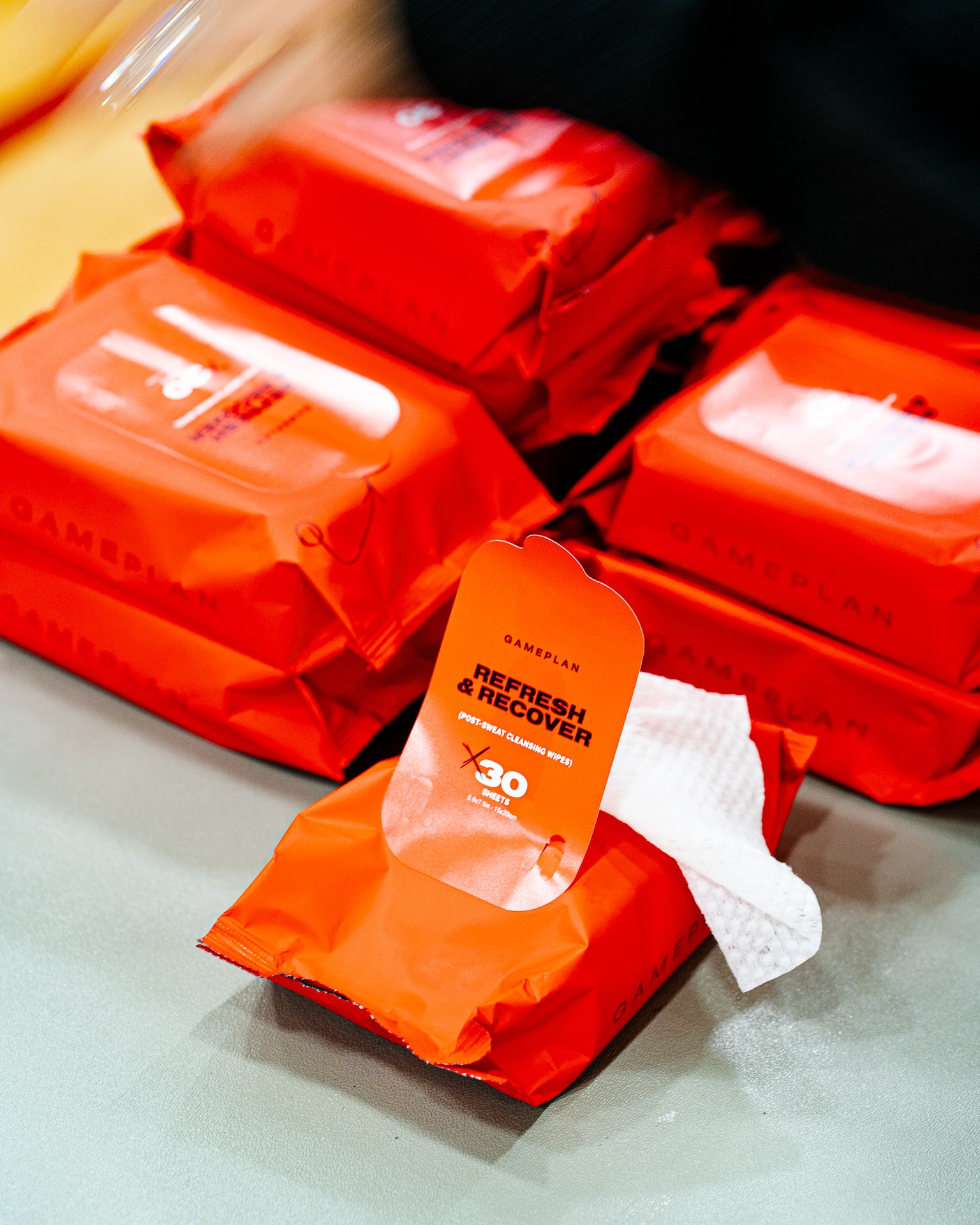 GamePlan™ Post-Sweat Sport Cleansing Wipes. Thirty non-woven, biodegradable wipes to refresh, cleanse, and hydrate athletic skin. Skincare designed to fuel performance. Paraben free. Paraffin free. Cruelty free.