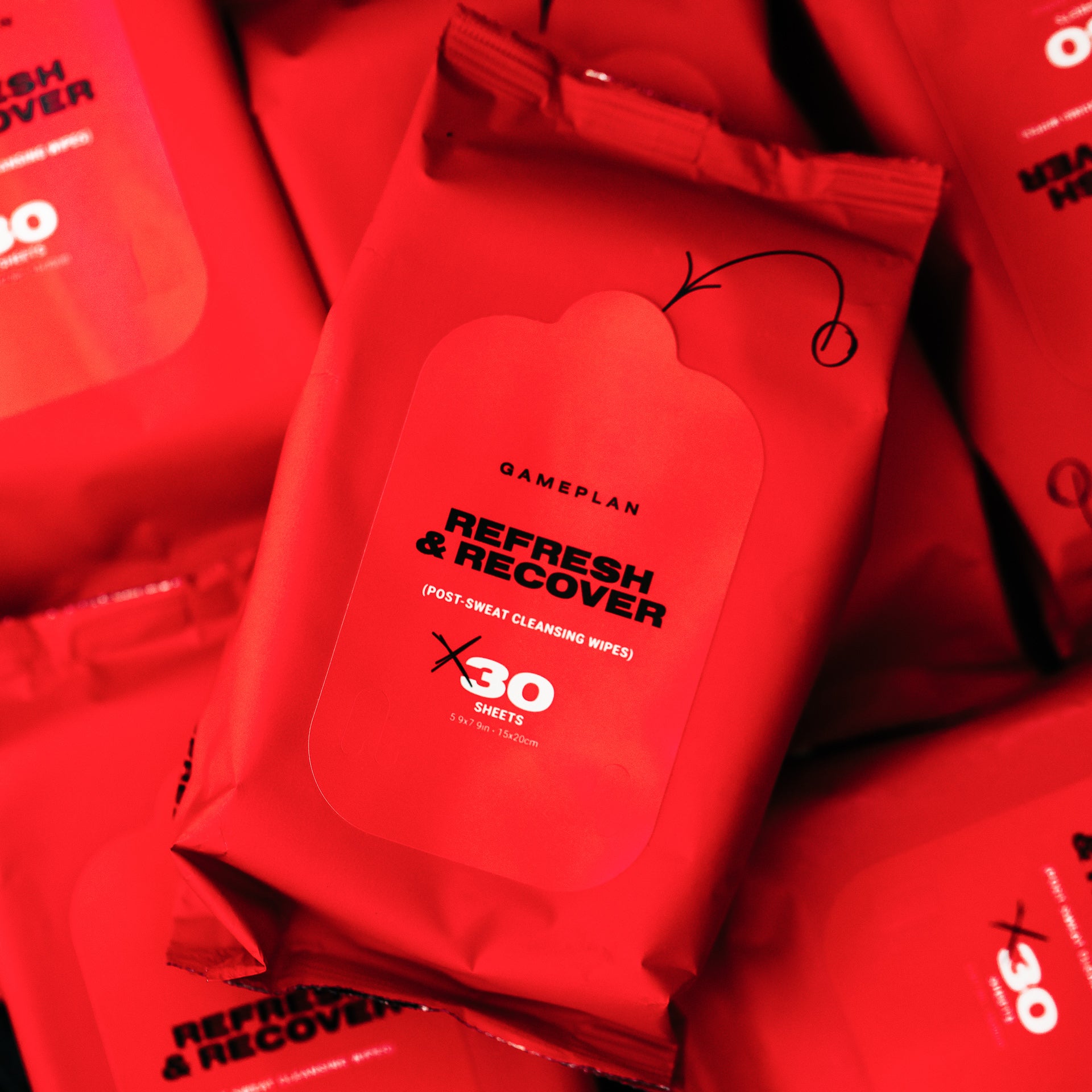 GamePlan™ Post-Sweat Sport Cleansing Wipes. Skincare for athletes. Performance based formulas to cleanse, recover, and hydrate the head, neck and face. 